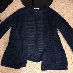 navy knit cardigan